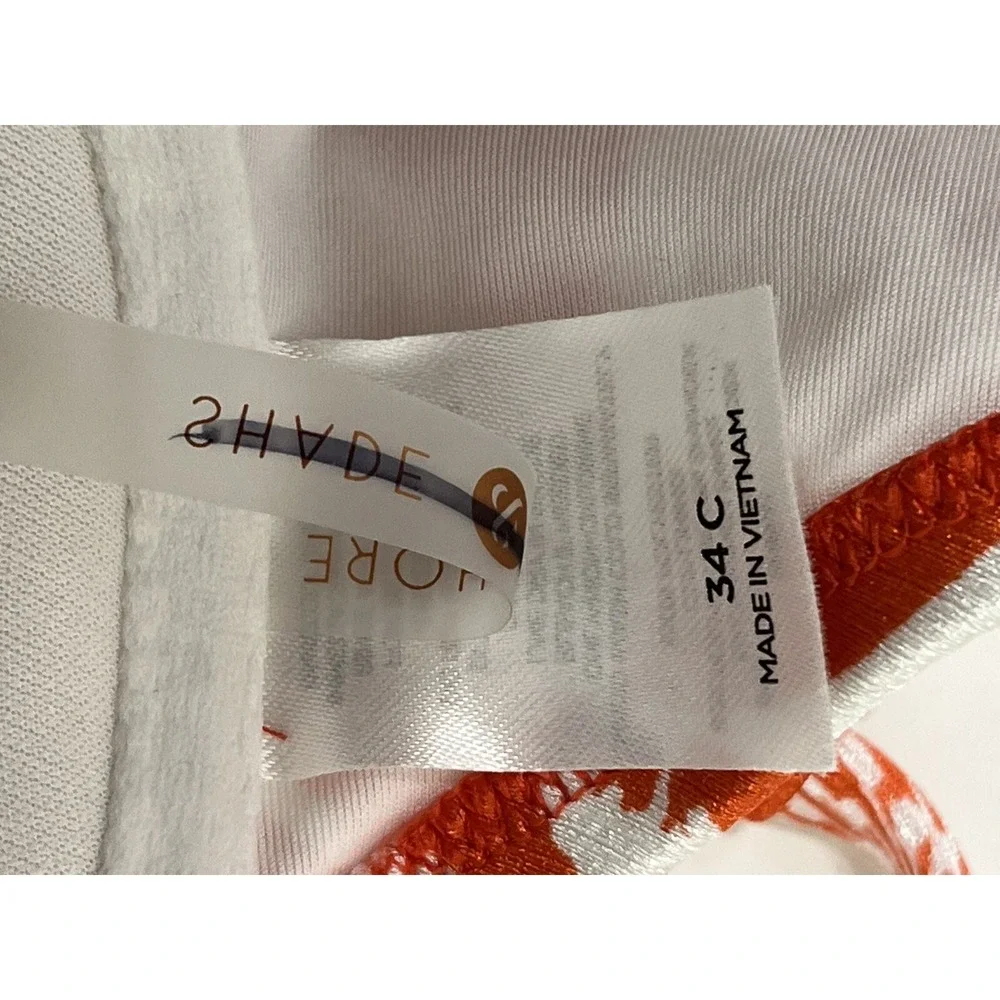 Shade & Shore Bikini Set Hawaiian Floral Orange Padded 34C‎ Large Bottoms